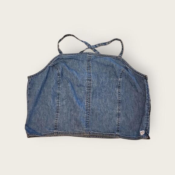 Route 66 Tops - Vintage Y2k early 2000s Route 66 blue denim cropped adjustable strap tank top